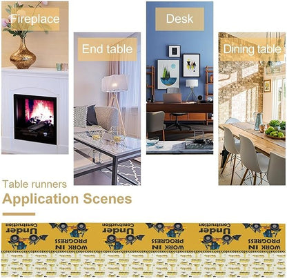 Cartoon Car Table Runner,Boys Kids Construction Vehicles Truck Yellow Print Tablecloth Burlap for Hotel Indoors Outdoor Dining Room Kitchen Home Decor,W13X L80 in