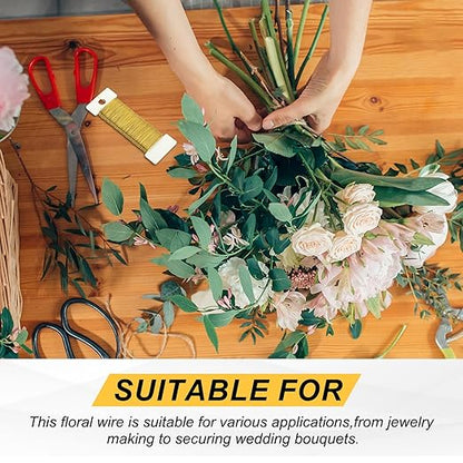 MECCANIXITY 114 Yards/345 Feet 27 Gauge Metal Floral Wire Copper Flexible Paddle Thin Floral Wires for Craft, Christmas Wreath, Flower Arrangement, Wedding, Total 3 Roll