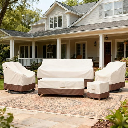 Outdoor Swivel Chair Cover 2 Pack,Outdoor Furniture Patio Chair Covers Waterproof Clearance,(35"W x 37"D x 38.5"H) Outdoor Lawn Patio Furniture Covers,Beige & Brown