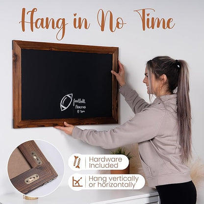 Loddie Doddie Magnetic Chalkboard Sign - 20 x 30 in Rustic Wood Frame - Easy-Erase Surface & Chalkboard Calendar for Wall - Magnet Board for Wall