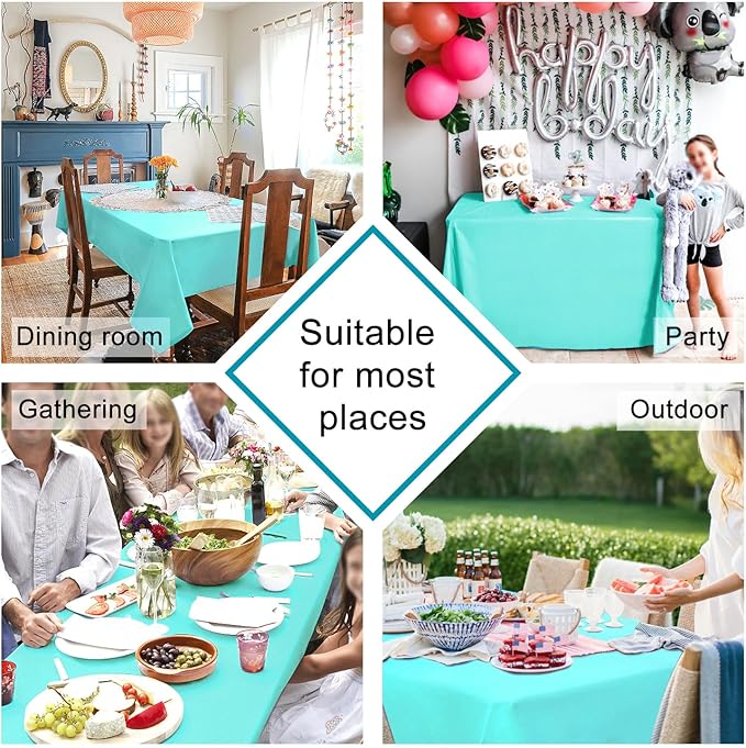 Hiasan Rectangle Tablecloth - Waterproof Washable Fabric Table Cloth for Dining & Party,54 x 120 Length, Light Blue