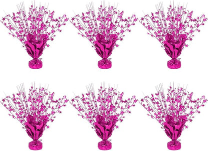 6 Pack Star Table Centerpieces for Party, Birthday Table Decorations for Kids Adults, Party Centerpieces for Tables for Wedding Baby Shower Graduation Holiday Event (Hot Pink)