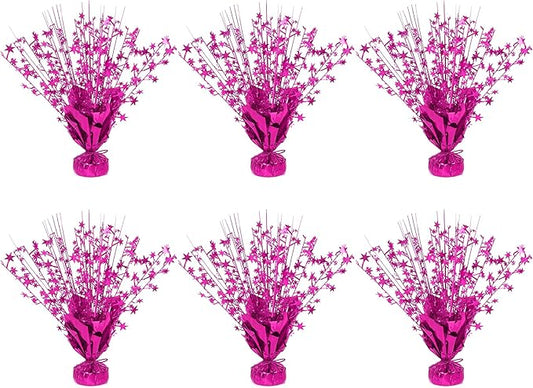 6 Pack Star Table Centerpieces for Party, Birthday Table Decorations for Kids Adults, Party Centerpieces for Tables for Wedding Baby Shower Graduation Holiday Event (Hot Pink)