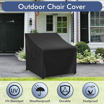 Patio Furniture Covers Waterproof for Chairs, Lawn Outdoor Chair Covers 2 Pack, Patio Chair Covers for Outdoor Furniture Fits up to 36W x 37D x 36H inches, Black