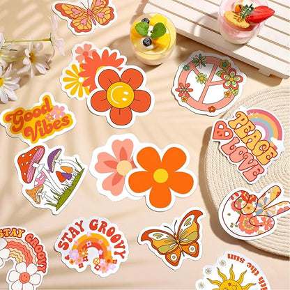 25 Pieces Hippie Car Flower Magnet Groovy Boho Flower Refrigerator Magnets Retro Magnetic Hippie Fridge Magnets for Car Home Metal Door Whiteboard Mailbox Office Cabinets Decor