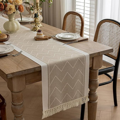 Table Runners 72 Inches Long Waterproof Boho Table Runner with Tassel Fringe,Table Runner for Party Coffee Table
