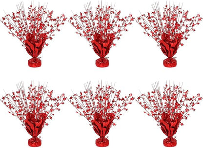 6 Pack Star Table Centerpieces for Party, Birthday Table Decorations for Kids Adults, Party Centerpieces for Tables for Wedding Baby Shower Graduation Holiday Event (Red)