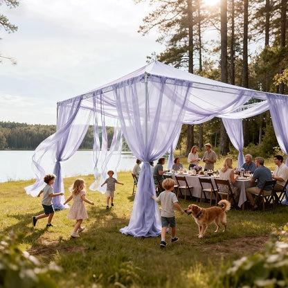 Wedding Arch Draping Fabric 29" x 18 FT Lavender Sheer Chiffon Outdoor Curtain Drapes for Wedding Birthday Party Ceremony Decor(2 Panels, Lavender)