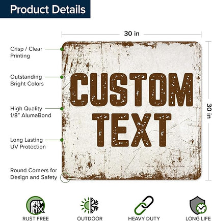 Custom Sign, Custom Street Sign, 11 Font Colors, 13 Font Styles, 4 Hole Options, 22 Sizes, 30x30 Inches, Rust Free DiBound, Fade Resistant, Made in USA by My Sign Center (Rustic)