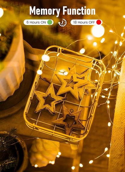 Minetom Fairy Lights Battery Operated with Remote, 66Ft 200 LED Waterproof String Lights Indoor Outdoor, Starry Twinkle Light for Christmas Home Bedroom Wedding DIY Centerpiece Decor
