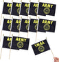 12Pcs Small USA Gold Crest Flags on Wooden Stick Mini Military Flag Hand Held Flag Decorations,5x8 Inch