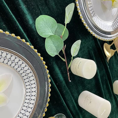 Luxurious Velvet Table Runner, 10ft Wedding Reception Decorations, 20x120inch Soft Velvet Fabric, Table Linen Overlay, Wedding Table Runners (Emerald Green, 20X120inch, 5pack)