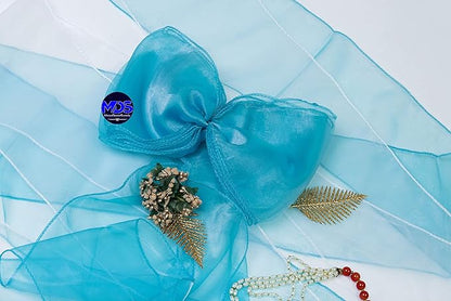 MDS Pack of 100 PCS Organza Chair Sashes Wider Dining Chair Bows Ribbon Tie Back for Wedding Party Birthday Bridal Shower Reception Event Banquet Home Chair Cover Decoration - Light Teal
