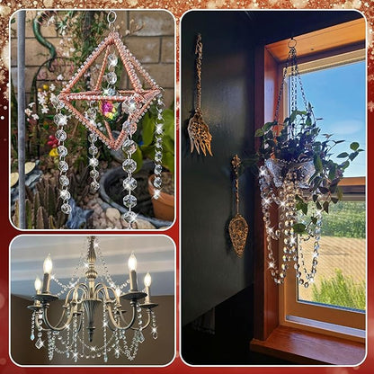 10 PCS Crystal Garland Strands, 33ft Hanging Crystal Strings for Window Curtains Doorway Decorations, Acrylic Clear Diamond Crystal Ornaments for Christmas Tree, Wedding Party Home Chandelier Decor