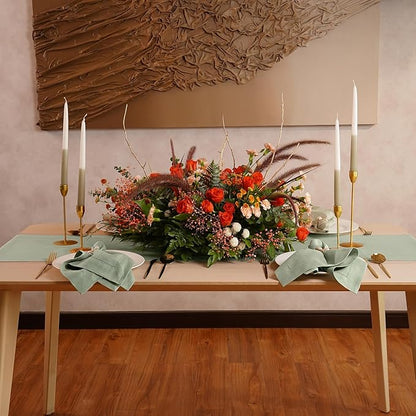 Linen Table Runner 90 inches Long – 100% Pure Linen Sage Green Hemstitch Table Runner 14 x 90 Inch for Dining, Spring, Summer, Wedding Decorations, Gift – Elara