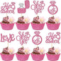30 PCS He Asked She Said Yes Cupcake Toppers Diamond Ring Cupcake Picks Love I Do Cake Picks for Wedding Enaggement Bridal Shower Party Cake Decorations Supplies Pink