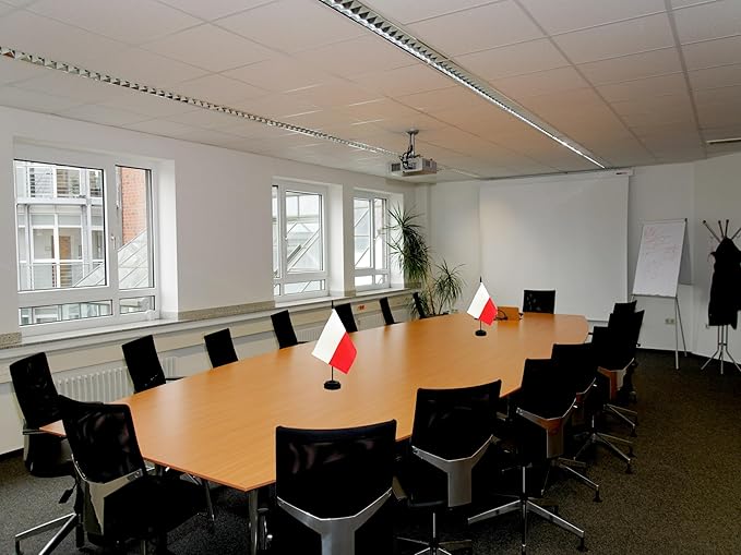 2 Pack Poland Desk Flag, Polish Table Office Flag with Solid Pole and Stand Base, International Country Flag, Festival Celebration, Classroom Meeting Desktop Decoration (Poland)