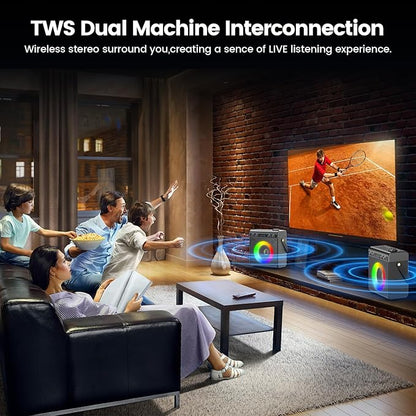 Karaoke Machine with 2 Wireless Microphones, Portable Bluetooth Speaker for Adults Kids with Bass Treble Echo PA System with Remote,LED Light, Supports TF Card,USB,AUX in,TWS,FM,REC for Party