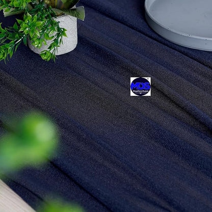 MDS 5 Pack 10ft Chiffon Table Runner 29 x 120 Inches Sheer Wedding Runner Romantic Rustic Table Runner for Wedding Decorations, Birthday Parties, Bridal Shower Party Arch Decor - Navy Blue