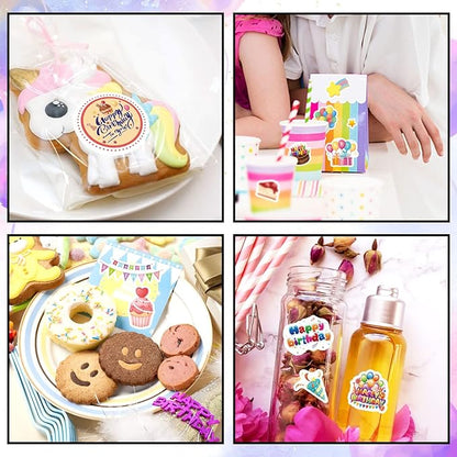 Happy Birthday Stickers for Kids Adults 660 Counts Large Happy Birthday Adhesive Stickers Party Gifts Bags Box Celebration Envelope Sealing, Gift Wrap Decorations 20 Sheet