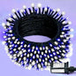 YEGUO 66ft 200 LED Christmas Lights Outdoor Waterproof, White and Blue String Light Indoor, Green Wire Twinkle Tree Light Plug in with Timer Memory 8 Modes