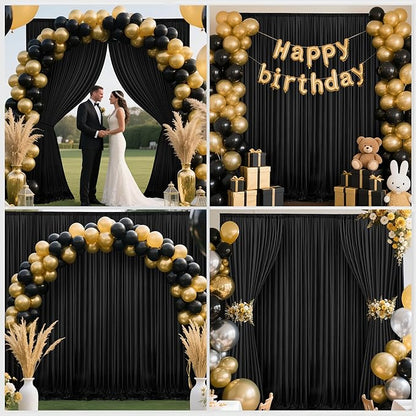 10x10ft Backdrop Curtains for Parties, 2 Panels 5x10ft Photography Backdrop Curtain with Rod Pocket,Backdrop Polyester Background Drapes,Wedding Backdrop Drapes for Birthday Baby Shower Home Decor