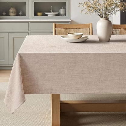 MIULEE Natural Linen Tablecloth 60x104 Inch Rectangle Table Cloth Waterproof,Stain Resistant & Wrinkle Resistant for Dining Party Wedding