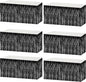 6 Pack 29x108 Inch Metallic Foil Fringe Tinsel Table Skirts Banner for Rectangle Tables Streamer Garland Curtains Backdrop for Wedding, Birthday, Parade Floats, Christmas Party Decoration(Black)