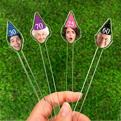 50 Pcs Personalized 50th To 90th Birthday Drink Stirrers With Photo Face, Custom Photo Cutout Stir Stick, 60th 70th 80th Birthday Party Decorations, Decor For Retirement, Graduation Parties