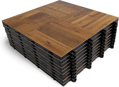 Big Floors 3X3DKOAKFLOOR Interlocking Lightweight Plastic Modular Dance Floor Kit (3' x 3'), Dark Oak, 21 Piece