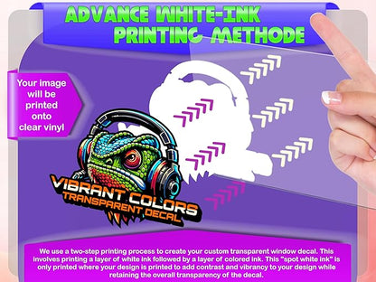 Window Clear Decal Design - Full Color ║ Your Logo or Design We Print Clear Permanent Sticker or Static Cling ║ Waterproof on Windows Storefront ║ Made in The USA ║ Customized Logo