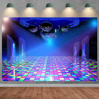 Disco Backdrop 10x8FT 70s 80s 90s Party Lights Stage Background Banner Decorations Photo Shoot Props