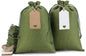 Tapleap Gift Bags - 30Pcs 7x10 Green Burlap Sacks with Tags and String for Wrapping Halloween Gifts, Wooden Cross, For Birthday, Wedding, Party, Church