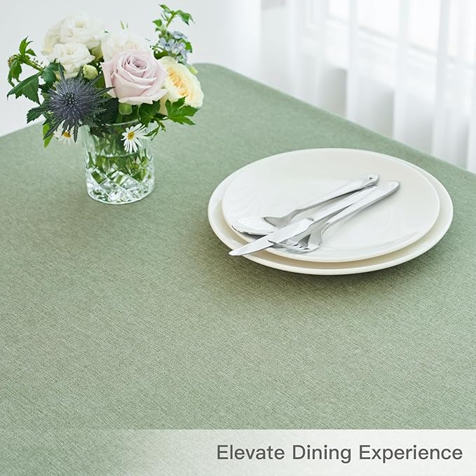 maxmill Square Tablecloth Linen Texture Stain Resistant Waterproof Wrinkle Resistant Washable Soft Table Cloth, Decorative Fabric Table Cover for Dining Room Dinner Party, 52 x 52 Inch, Sage Green