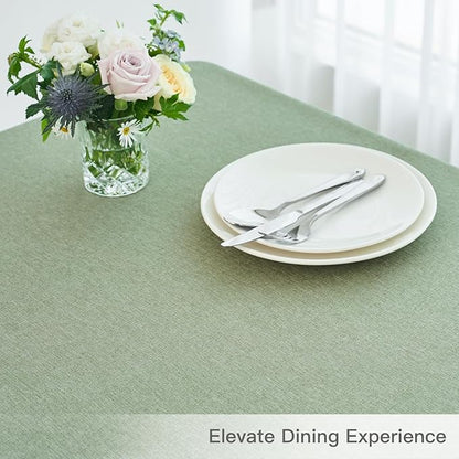 maxmill Square Tablecloth Linen Texture Stain Resistant Waterproof Wrinkle Resistant Washable Soft Table Cloth, Decorative Fabric Table Cover for Dining Room Dinner Party, 52 x 52 Inch, Sage Green