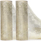 Ribbli 2 Rolls Champagne Gold Metallic Mesh Ribbon Champagne Gold Deluxe Foil Christmas Ribbon for Christmas Tree Wreath Swags Wedding Garland 10 inch x 30 feet(10Yard) Per Roll