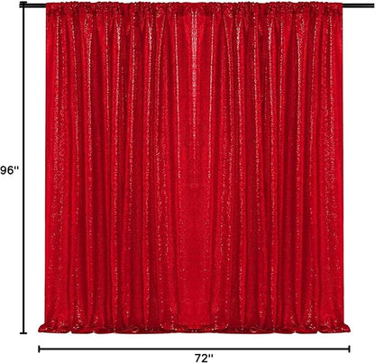 JYFLZQ Red Sequin Backdrop Curtains 6ft x 8ft 1 Panel Glitter Photo Booth Backdrops Sparkly Photography Background Drapes for Parties Wedding Bridal Showers