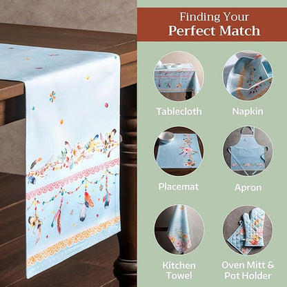 Maison d' Hermine Table Runner 100% Cotton Double Layer Table Runners 108 inches Long Decorative for Home Kitchen Dining Party Baby Shower Wedding Bridal Shower Spring Summer (Ibiza, 14.50" x 108")