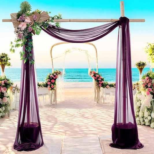 MDS Halloween Chiffon Draping Fabric - 1 Panel, 30" Wide x 50ft Long - Sheer Spooky Arbor & Canopy Drapery for Haunted House Backdrops, Party Ceilings, DIY Costumes & Themed Events - Eggplant