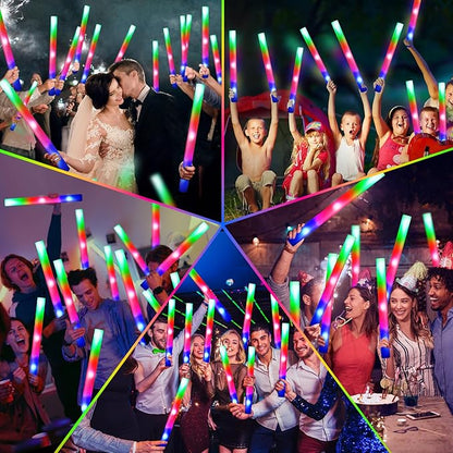 66 PCS Foam Glow Sticks, Glow In The Dark Party Supplies, Foam Light up Sticks with 3 Modes Colorful Flashing, Glow Party Supplies, Foam Glow Sticks Bulk for Wedding, Party, Concert, Raves, Birthday