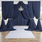 PartyVillage 50ft×15ft Navy Blue Backdrop Curtain for Wedding Parties, 10 Panels Wrinkle Free 15 FT Long Polyester Photo Backdrop Drapes Back Drop Cloth for Birthday Photography Background