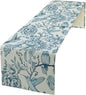 Blue White Table Runner Retro Monochrome Sketch Birds Flower Vintage Floral Kitchen Dining Table Decoration for Home Party Holiday 13"x90"