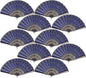 QIRMIZI 30 Pack Fabric Folding Handheld Fans, Perfect for Weddings, Parties, and Dancing,Royal Blue