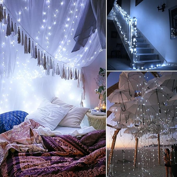 ANJAYLIA LED Fairy String Lights, 16.5Ft/5M 50leds Bright Light Party Home Festival Decorations Battery Operated Lights(White)