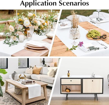2 Pack White Table Runner 12 x 60 Inch Solid Color Farmhouse Runners Coffee Table Dresser for Daily Party Home Decoration