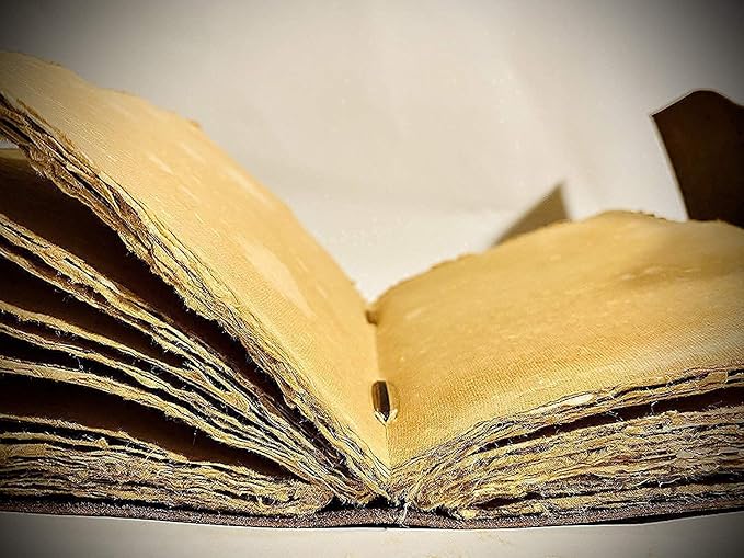3 Moon Blue Lapiz Embossed Vintage Leather Journal | 240 Pages of Antique Handmade Deckle Edge Vintage Paper, Leather Sketchbook, Drawing Journal, Great Gift (5 by 7 inch, black)
