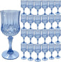 Plastic Wine Glasses，Plastic Goblets Vintage Style Cordial Drinking Glasses for Wedding Reception, Grand Event Party Supplies (24, Blue)