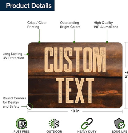 Custom Sign, Custom Street Sign, 11 Font Colors, 13 Font Styles, 4 Hole Options, 22 Sizes, 7x10 Inches, Rust Free DiBound, Fade Resistant, Made in USA by My Sign Center (Vintage Wood)