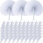 Handepo 200 Pieces Wedding Fans Folding Paper Fans Paper Fans Round Shaped Folding Fans Handheld Fan with Plastic Handle for Wedding Celebration Birthday Party Favor (White)