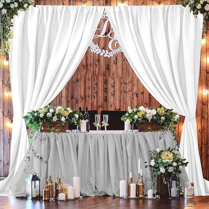 Joydeco White Photography Backdrop Curtains, White Backdrop Drapes for Wedding Decorations, Wrinkle Free Polyester 5ft x 7ft Fabric Drape 2 Panels with Rod Pockets